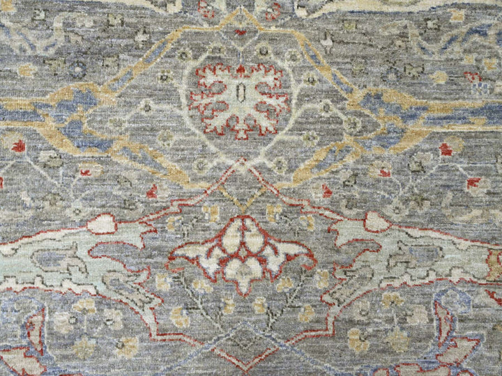 8'0" x 9'7" New Hand Knotted Grey Wool Rectangle Oriental Rug - MOA10220243