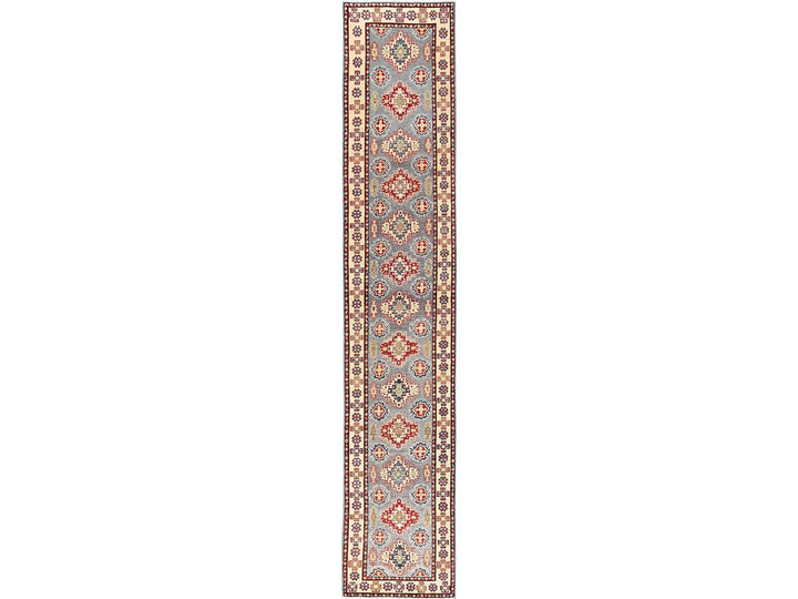 2'8" x 15'2" New Hand Knotted Grey Wool Runner Oriental Rug - MOA1022024