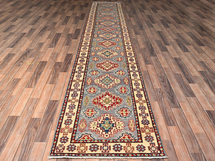 2'8" x 15'2" New Hand Knotted Grey Wool Runner Oriental Rug - MOA1022024