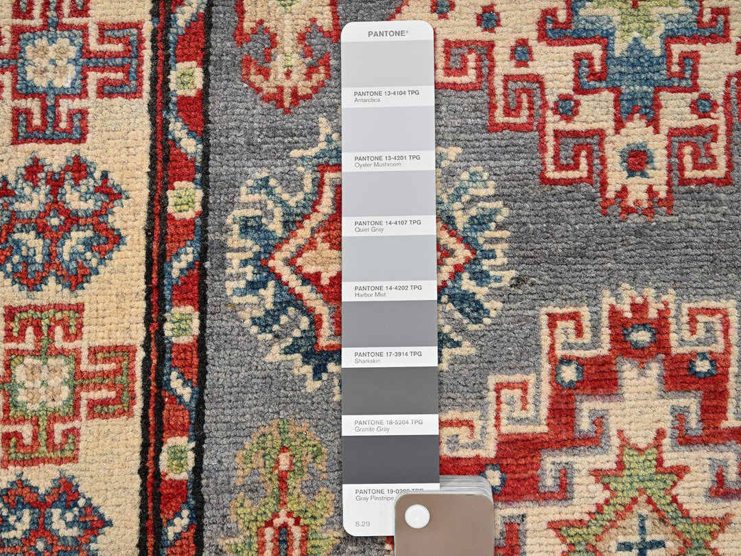 2'8" x 15'2" New Hand Knotted Grey Wool Runner Oriental Rug - MOA1022024