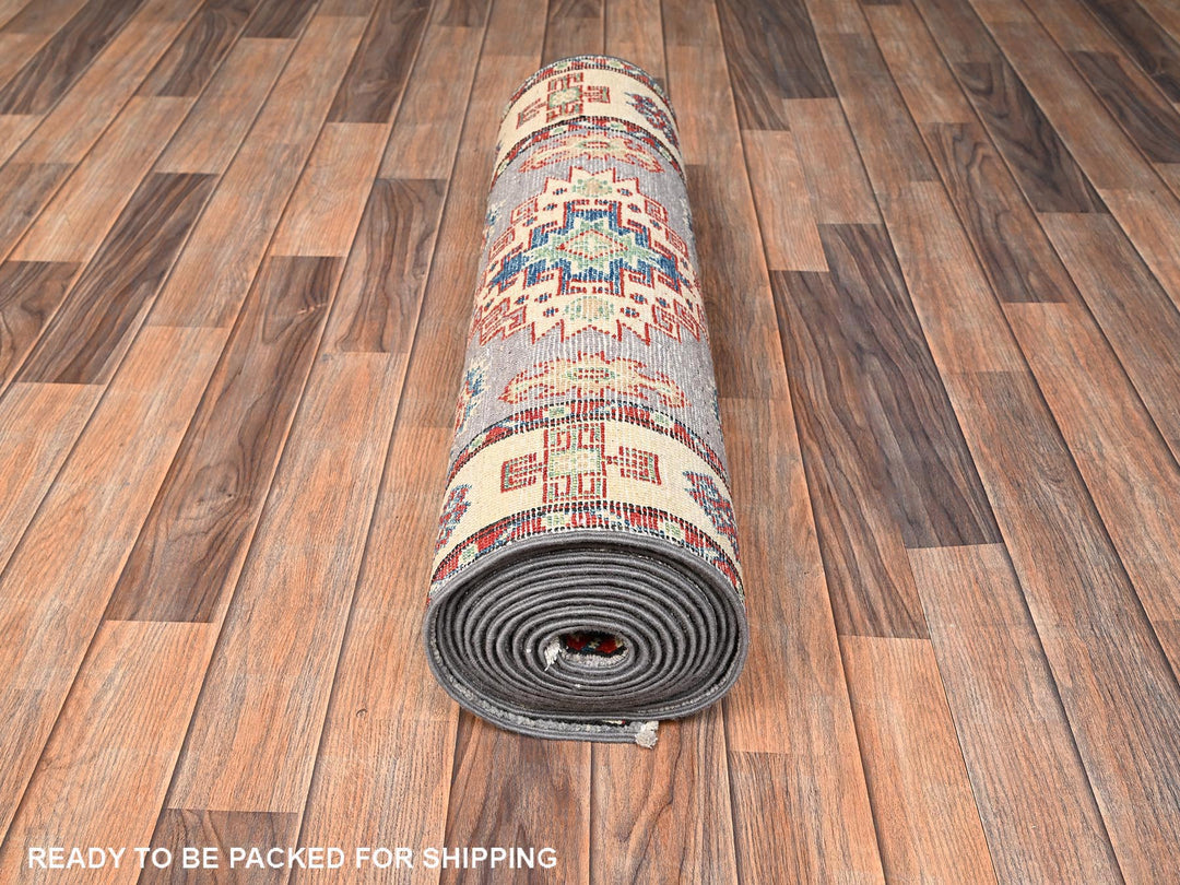 2'8" x 15'2" New Hand Knotted Grey Wool Runner Oriental Rug - MOA1022024