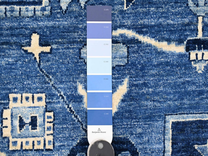 10'1" x 13'10" New Hand Knotted Blue Wool Rectangle Oriental Rug - MOA10220252