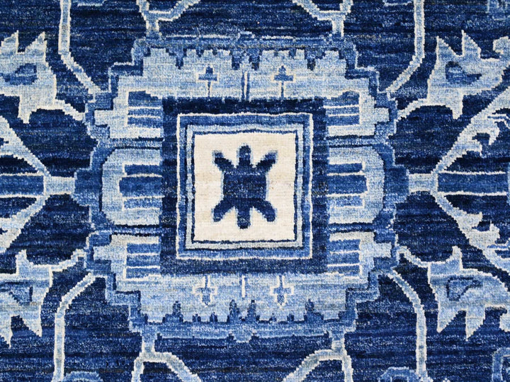 10'1" x 13'10" New Hand Knotted Blue Wool Rectangle Oriental Rug - MOA10220252