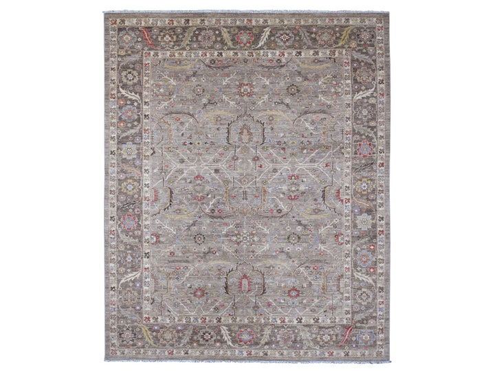8'0" x 9'9" New Hand Knotted Brown Wool Rectangle Oriental Rug - MOA10220253