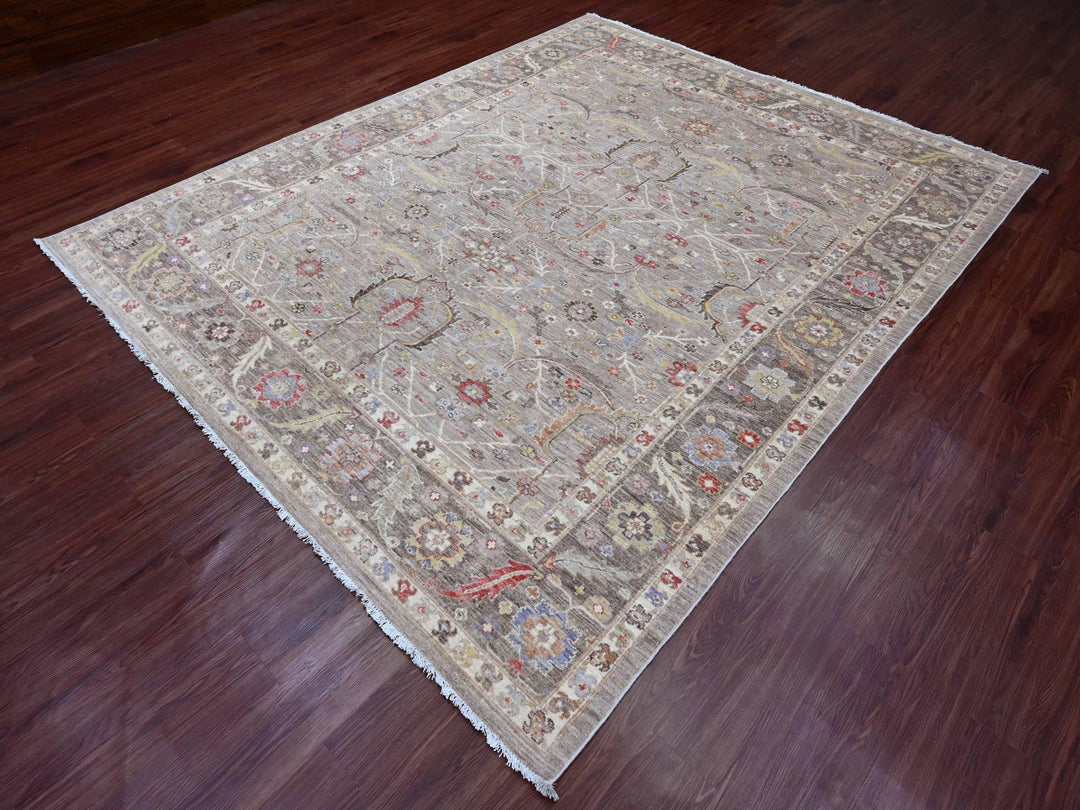 8'0" x 9'9" New Hand Knotted Brown Wool Rectangle Oriental Rug - MOA10220253