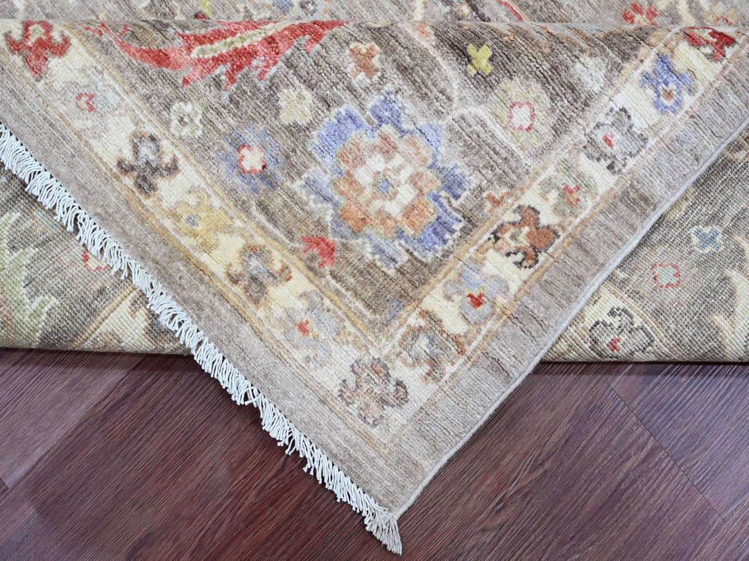 8'0" x 9'9" New Hand Knotted Brown Wool Rectangle Oriental Rug - MOA10220253