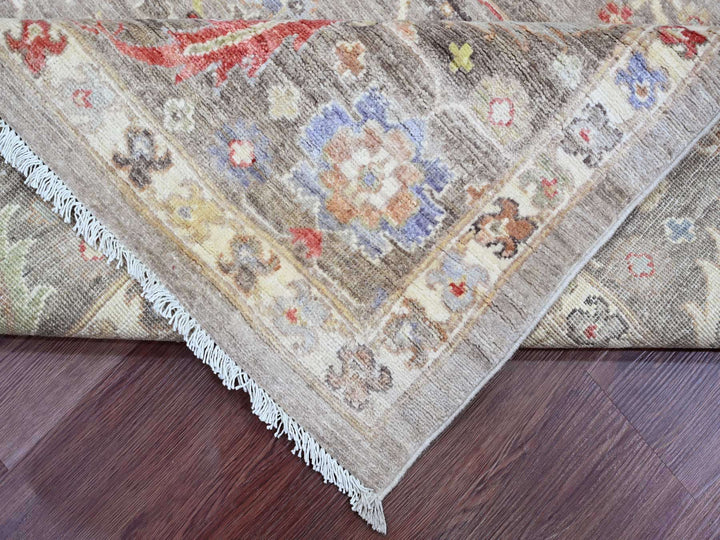 8'0" x 9'9" New Hand Knotted Brown Wool Rectangle Oriental Rug - MOA10220253