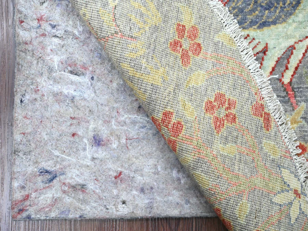 5'6" x 5'8" New Hand Knotted Grey Wool Round Oriental Rug - MOA10220257