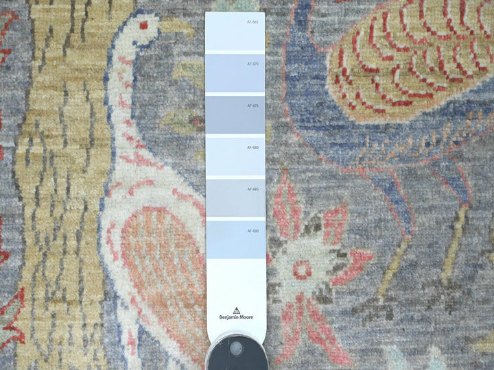 5'6" x 5'8" New Hand Knotted Grey Wool Round Oriental Rug - MOA10220257