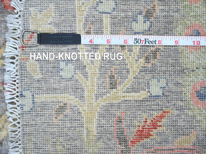 5'6" x 5'8" New Hand Knotted Grey Wool Round Oriental Rug - MOA10220257