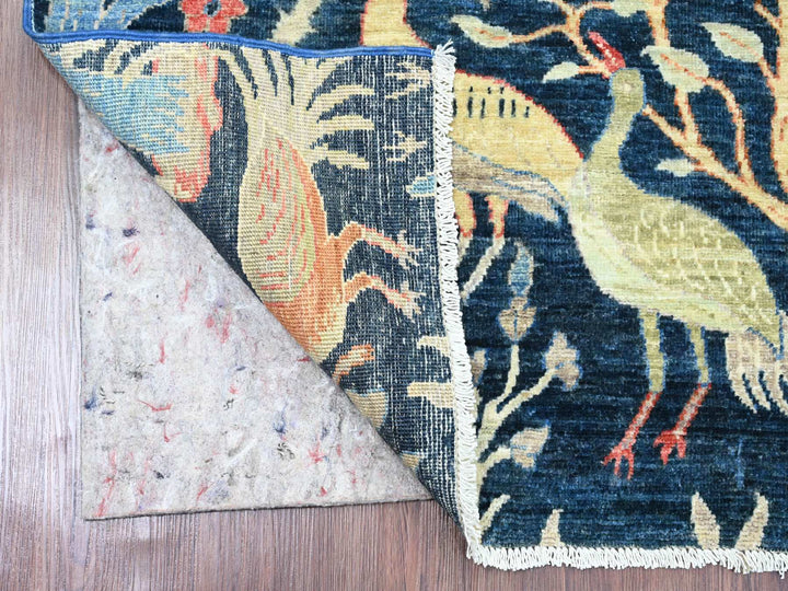 4'1" x 9'9" New Hand Knotted Blue Wool Runner Oriental Rug - MOA10220259