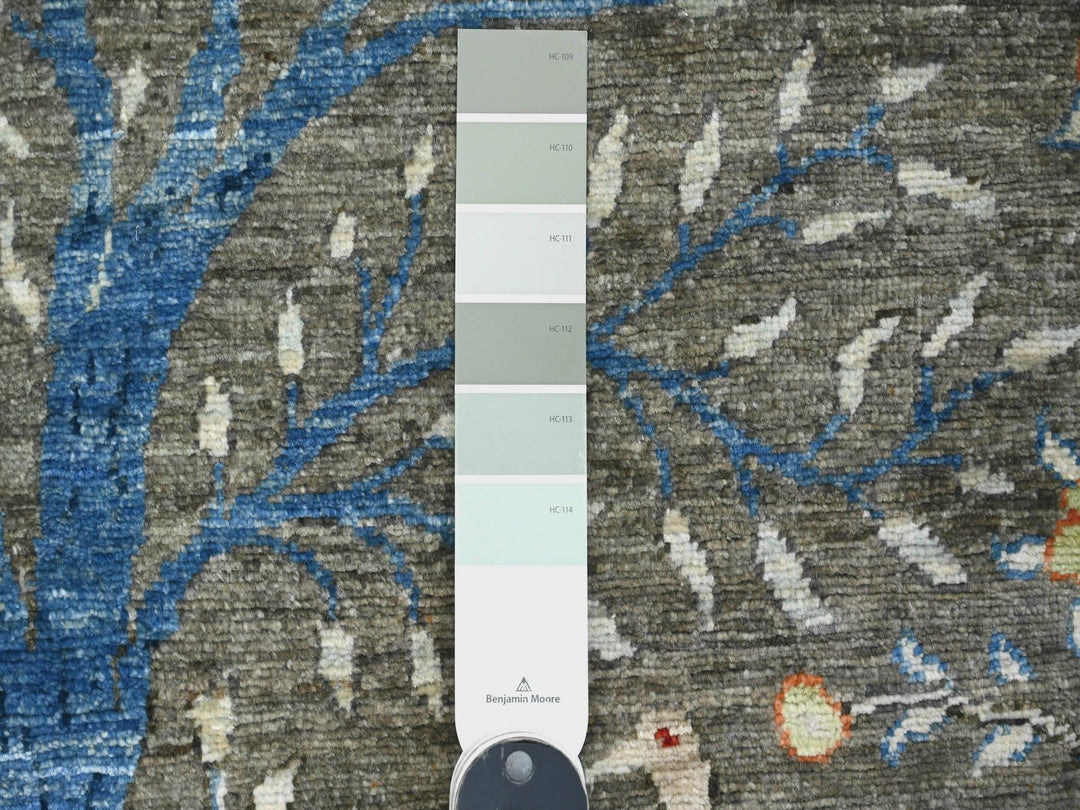 3'11" x 16'4" New Hand Knotted Grey Wool Runner Oriental Rug - MOA10220261