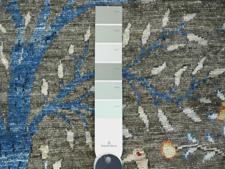 3'11" x 16'4" New Hand Knotted Grey Wool Runner Oriental Rug - MOA10220261