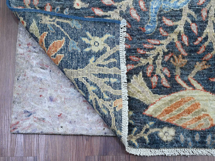 3'11" x 15'8" New Hand Knotted Blue Wool Runner Oriental Rug - MOA10220263