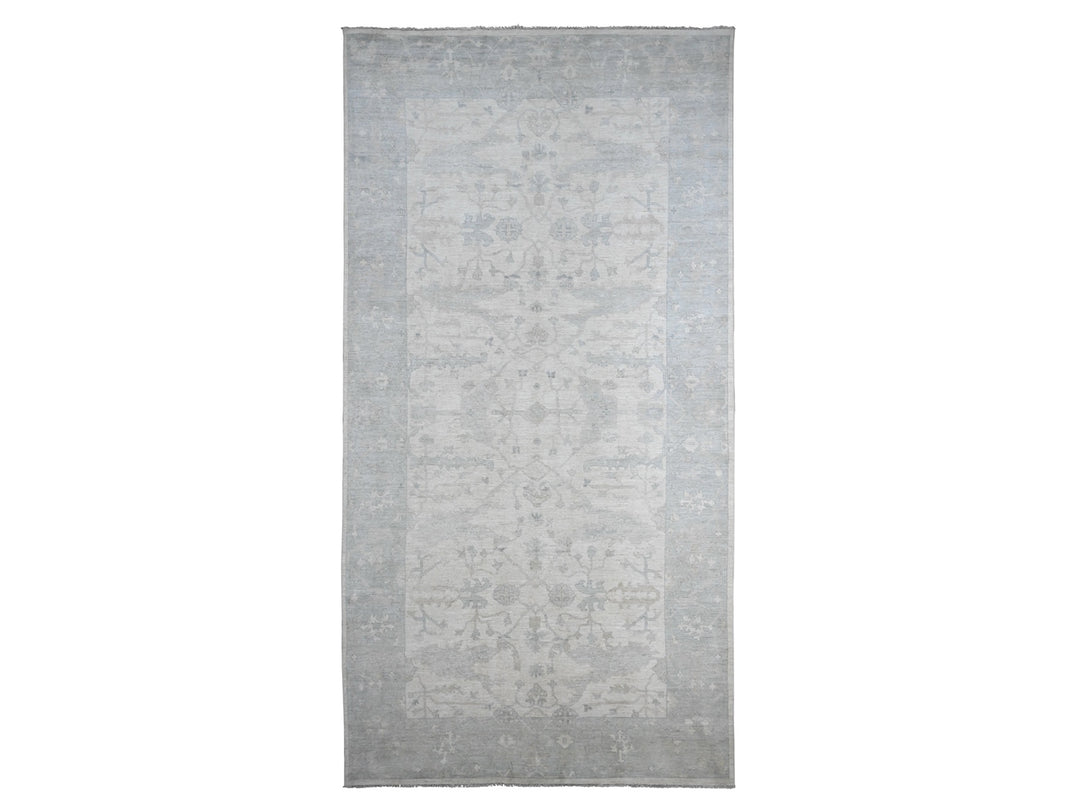 8'10" x 17'4" New Hand Knotted Ivory Wool Rectangle Oriental Rug - MOA10220264