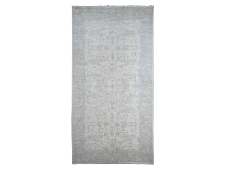8'10" x 17'4" New Hand Knotted Ivory Wool Rectangle Oriental Rug - MOA10220264