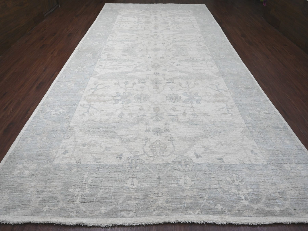 8'10" x 17'4" New Hand Knotted Ivory Wool Rectangle Oriental Rug - MOA10220264