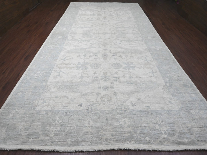 8'10" x 17'4" New Hand Knotted Ivory Wool Rectangle Oriental Rug - MOA10220264