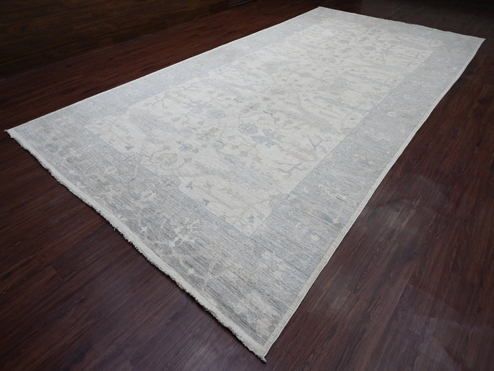 8'10" x 17'4" New Hand Knotted Ivory Wool Rectangle Oriental Rug - MOA10220264