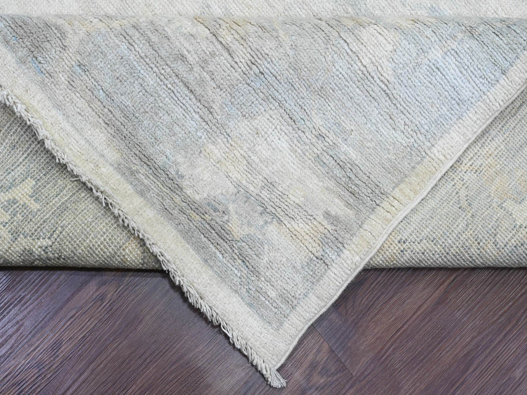8'10" x 17'4" New Hand Knotted Ivory Wool Rectangle Oriental Rug - MOA10220264