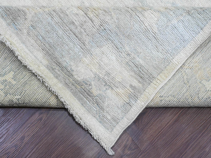 8'10" x 17'4" New Hand Knotted Ivory Wool Rectangle Oriental Rug - MOA10220264