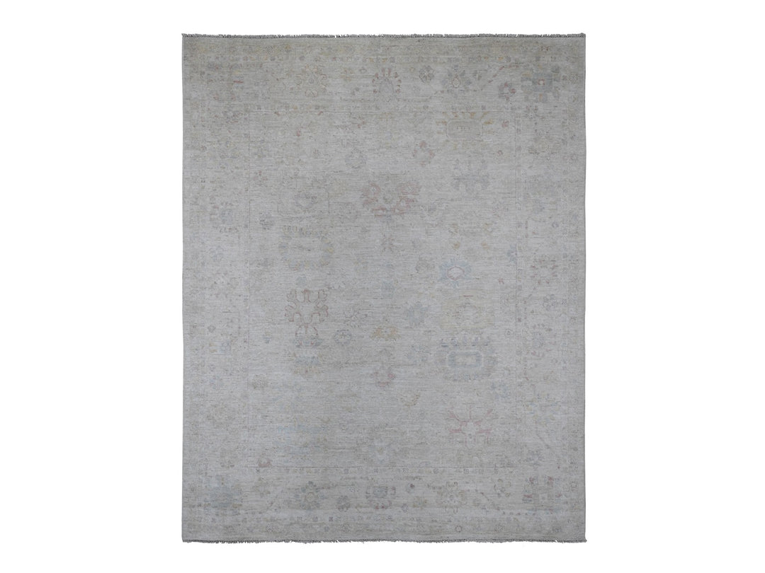 7'10" x 9'8" New Hand Knotted Grey Wool Rectangle Oriental Rug - MOA10220265