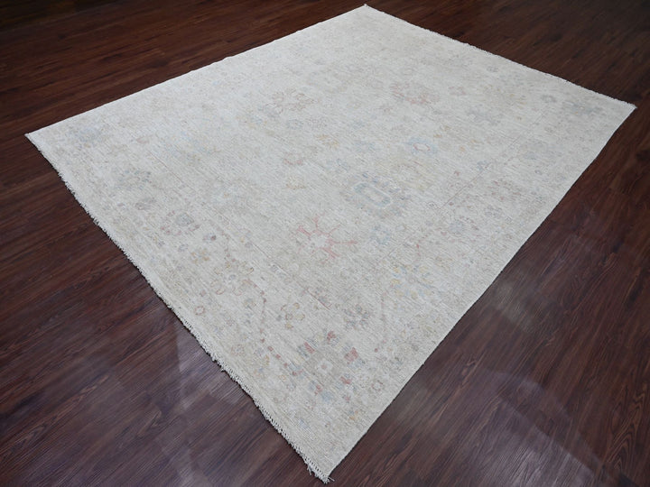 7'10" x 9'8" New Hand Knotted Grey Wool Rectangle Oriental Rug - MOA10220265