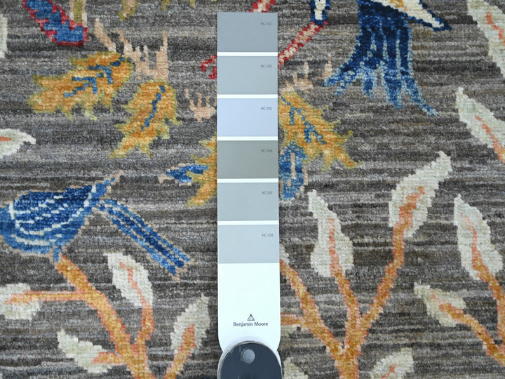 2'8" x 5'8" New Hand Knotted Grey Wool Runner Oriental Rug - MOA10220267