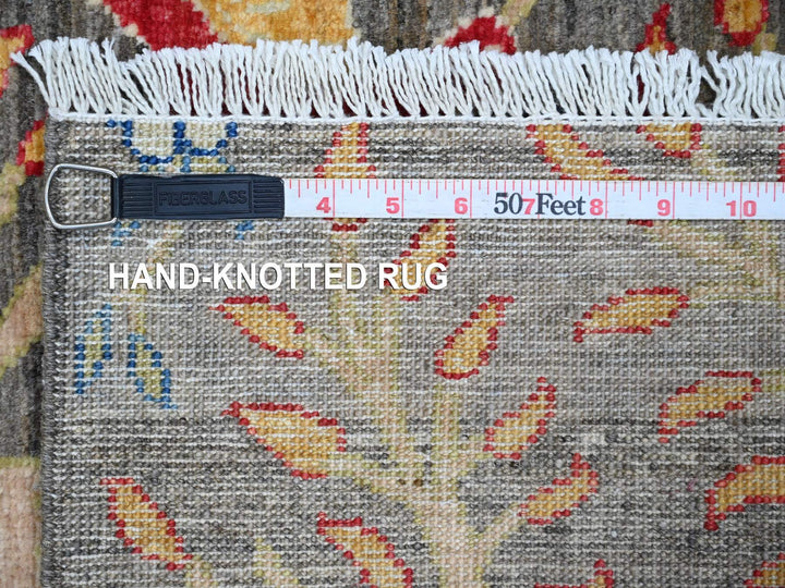 2'8" x 5'8" New Hand Knotted Grey Wool Runner Oriental Rug - MOA10220267