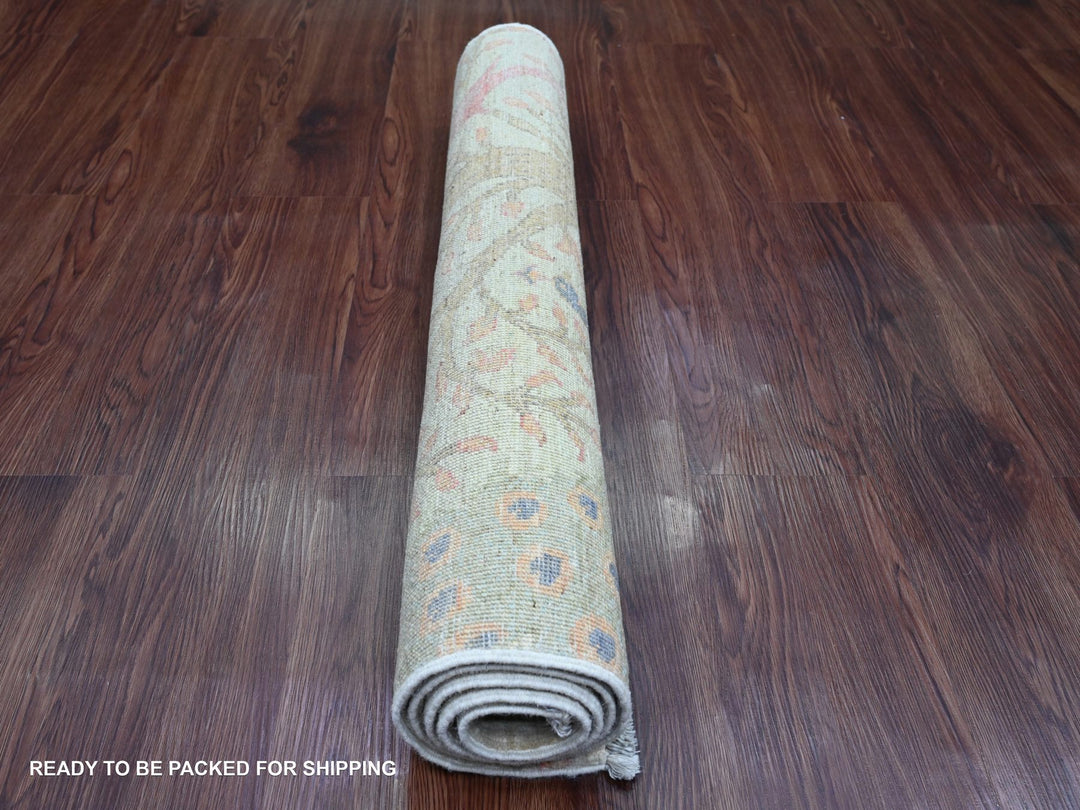 2'11" x 4'8" New Hand Knotted Green Wool Rectangle Oriental Rug - MOA10220268