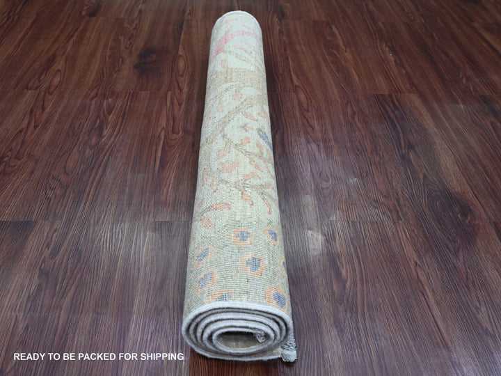 2'11" x 4'8" New Hand Knotted Green Wool Rectangle Oriental Rug - MOA10220268