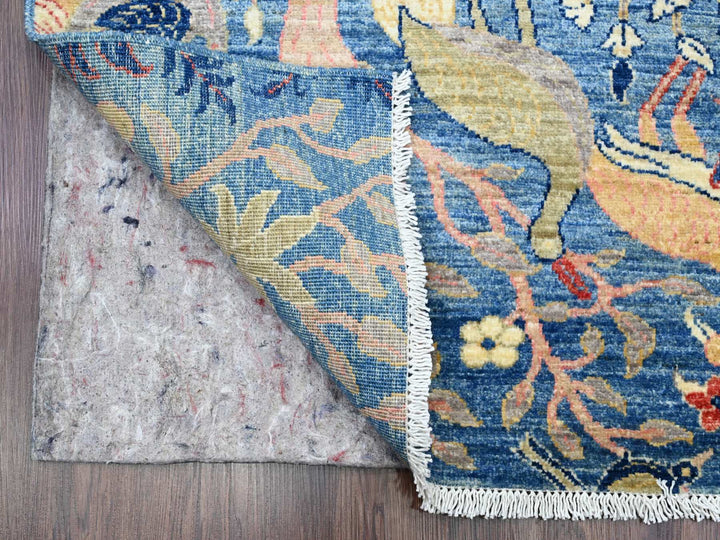 3'1" x 19'4" New Hand Knotted Blue Wool Runner Oriental Rug - MOA10220269