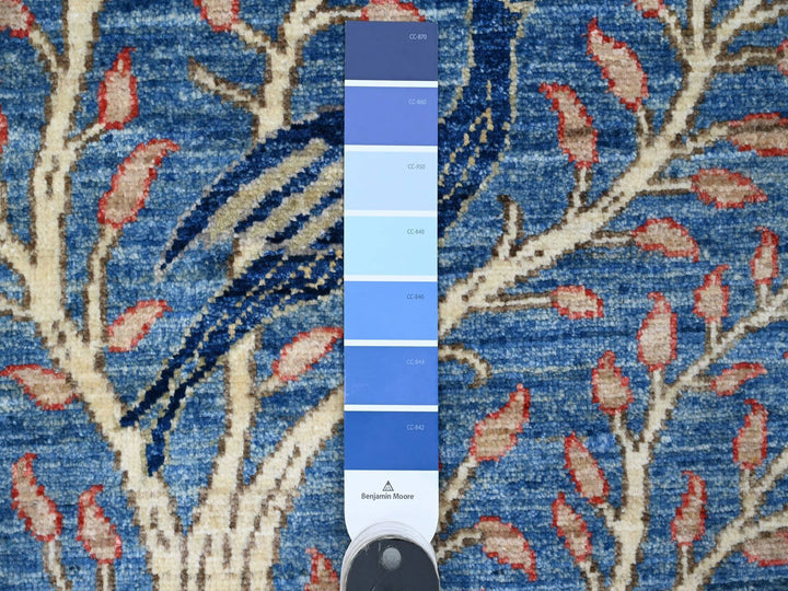3'1" x 19'4" New Hand Knotted Blue Wool Runner Oriental Rug - MOA10220269