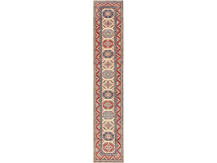 2'9" x 15'4" New Hand Knotted Ivory Wool Runner Oriental Rug - MOA1022026