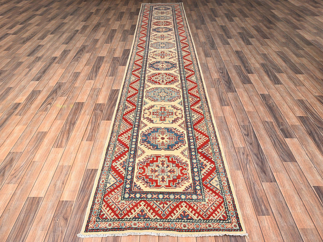 2'9" x 15'4" New Hand Knotted Ivory Wool Runner Oriental Rug - MOA1022026