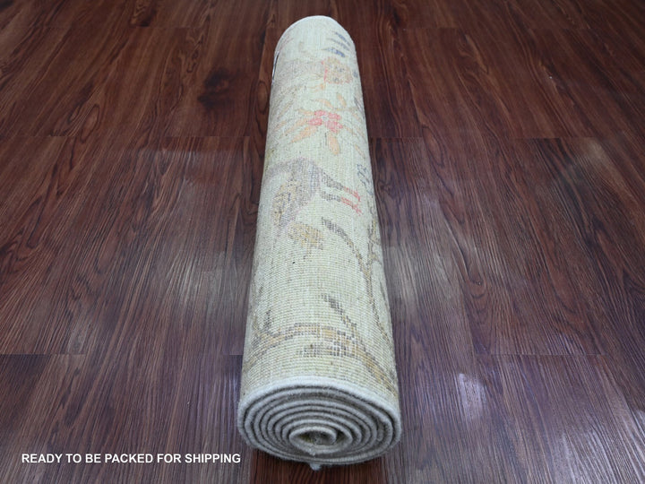 2'4" x 7'9" New Hand Knotted Green Wool Runner Oriental Rug - MOA10220270