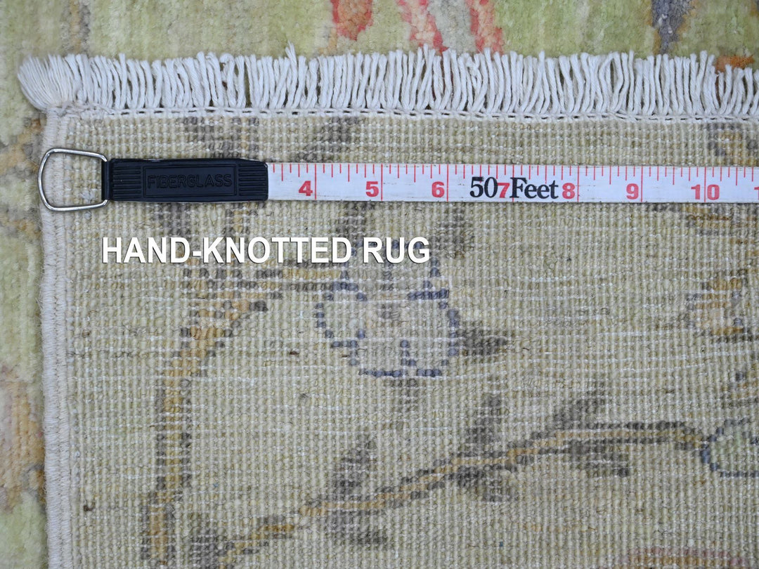 2'4" x 7'9" New Hand Knotted Green Wool Runner Oriental Rug - MOA10220270