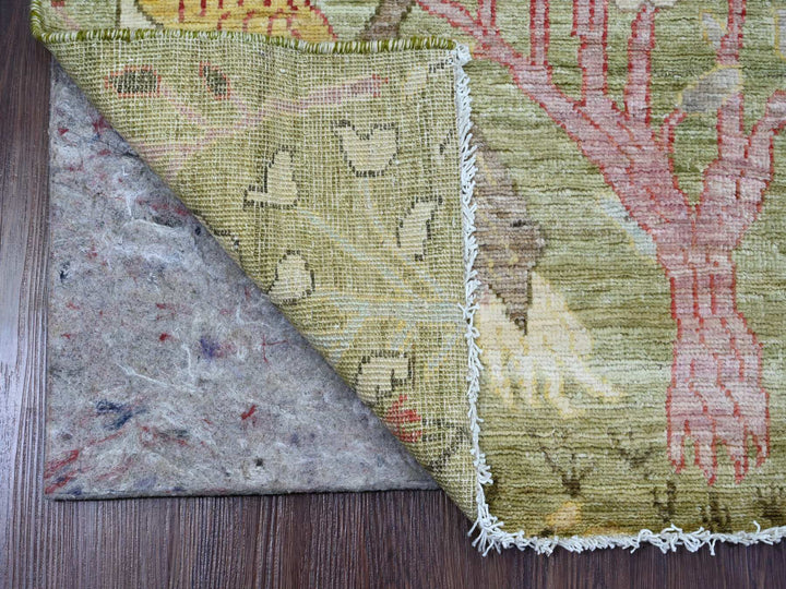 2'7" x 6'0" New Hand Knotted Green Wool Runner Oriental Rug - MOA10220271