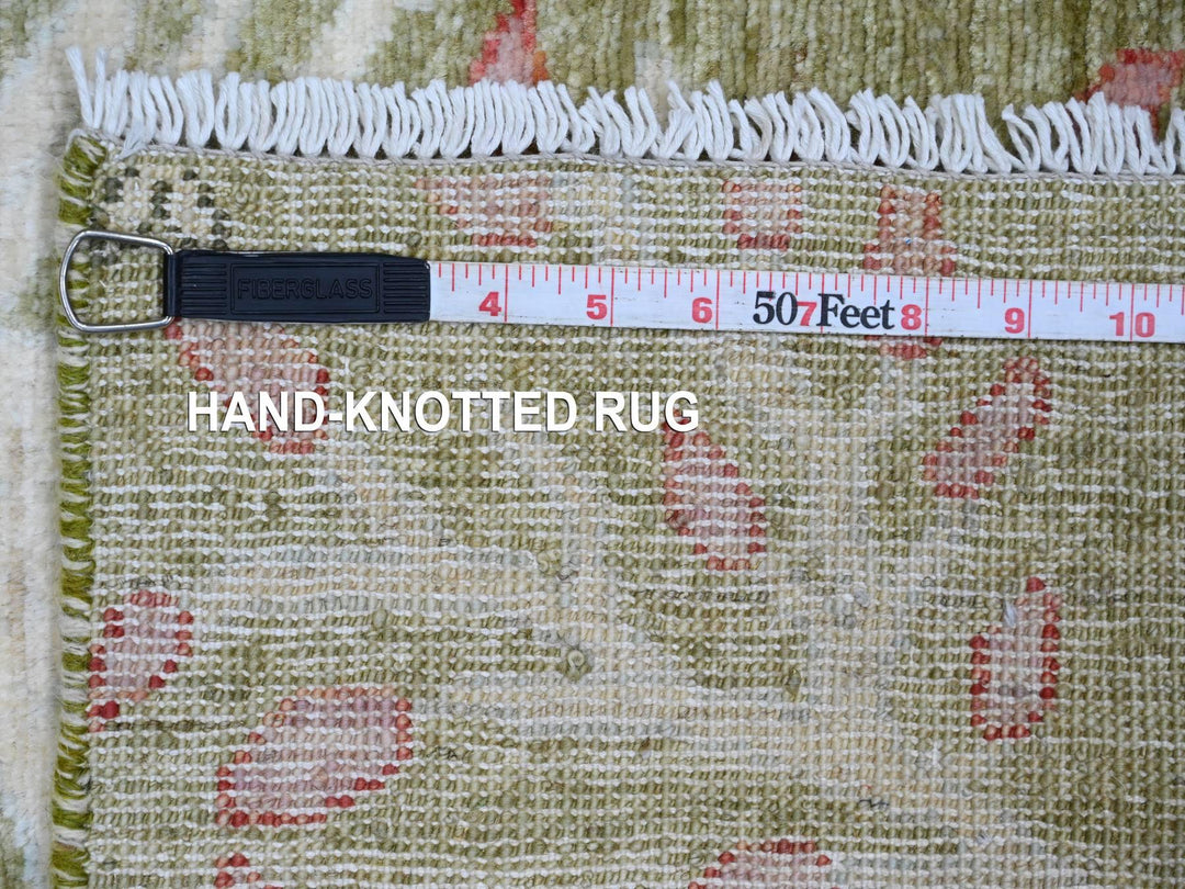 2'7" x 6'0" New Hand Knotted Green Wool Runner Oriental Rug - MOA10220271