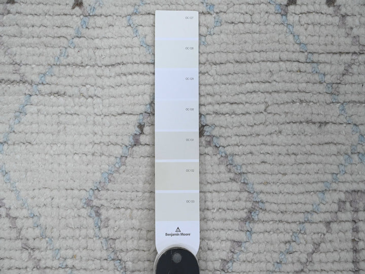 2'5" x 10'6" New Hand Knotted Ivory Wool Runner Oriental Rug - MOA10220274