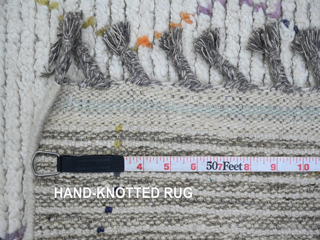 2'3" x 10'5" New Hand Knotted Ivory Wool Runner Oriental Rug - MOA10220275