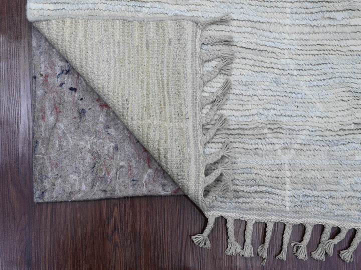 2'6" x 12'9" New Hand Knotted Ivory Wool Runner Oriental Rug - MOA10220278