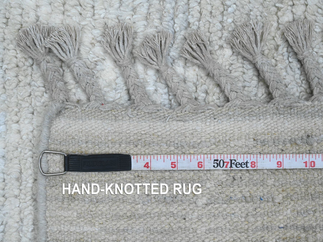 2'6" x 12'9" New Hand Knotted Ivory Wool Runner Oriental Rug - MOA10220278