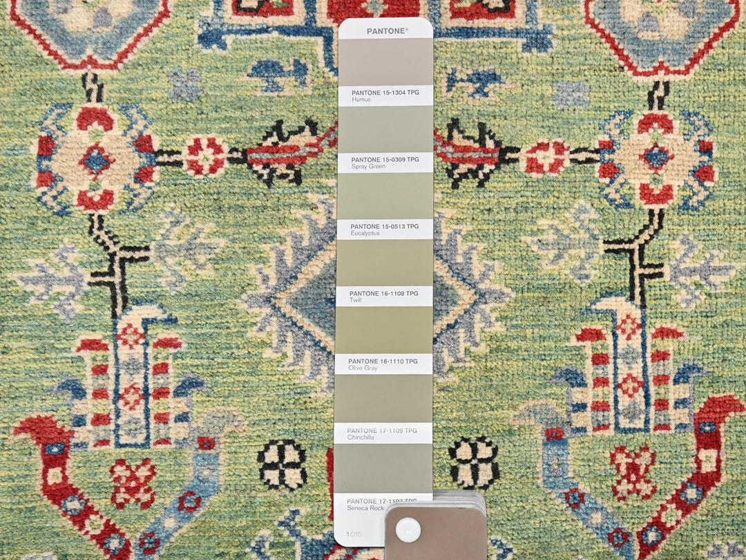 2'8" x 12'11" New Hand Knotted Green Wool Runner Oriental Rug - MOA1022027