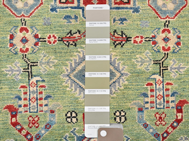 2'8" x 12'11" New Hand Knotted Green Wool Runner Oriental Rug - MOA1022027