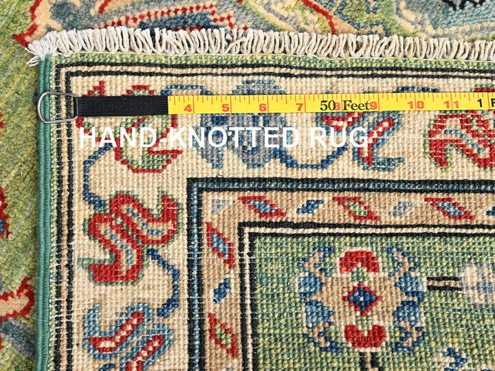 2'8" x 12'11" New Hand Knotted Green Wool Runner Oriental Rug - MOA1022027