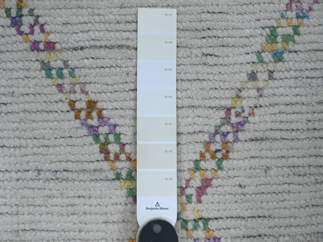 2'4" x 10'7" New Hand Knotted Ivory Wool Runner Oriental Rug - MOA10220283