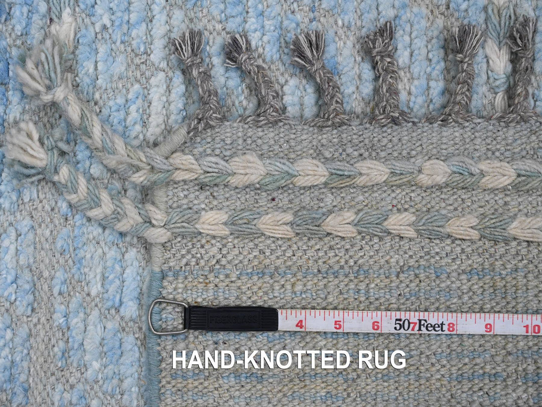 2'6" x 10'5" New Hand Knotted Blue Wool Runner Oriental Rug - MOA10220284