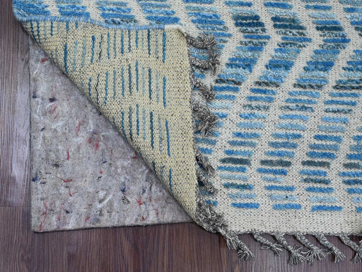 2'5" x 10'6" New Hand Knotted Blue Wool Runner Oriental Rug - MOA10220287