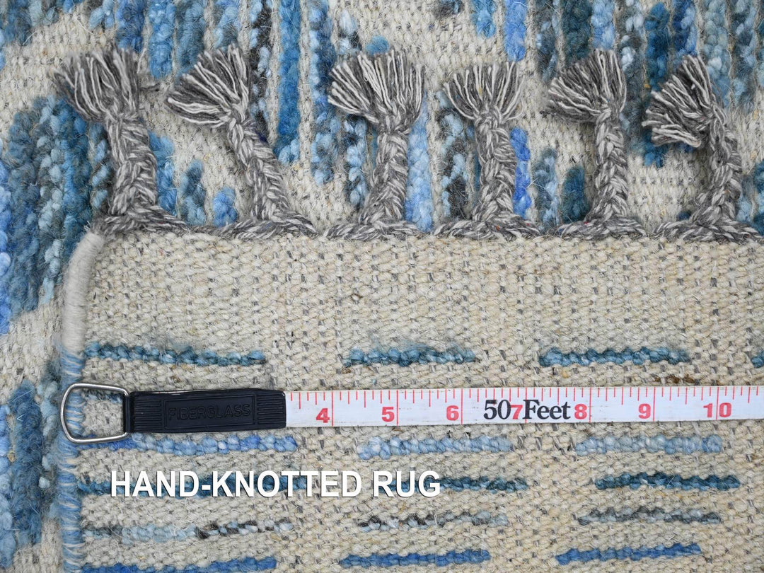 2'5" x 10'6" New Hand Knotted Blue Wool Runner Oriental Rug - MOA10220287